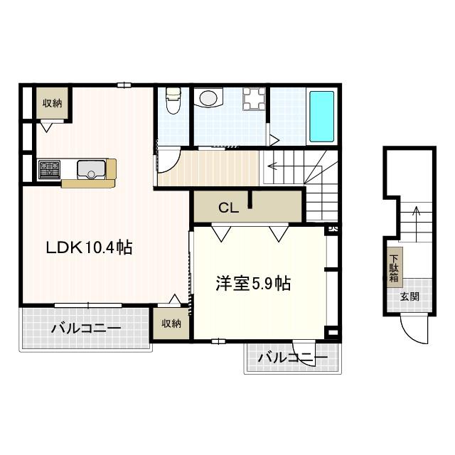 KOTOBUKI(1LDK/2階)の間取り写真