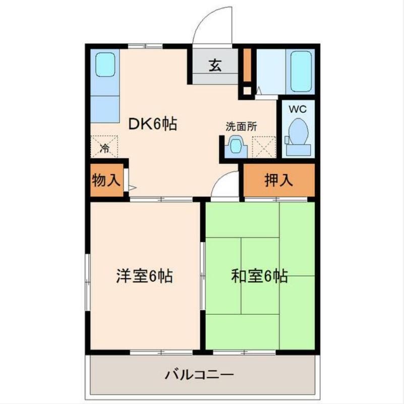 グリーンタウンF(2DK/2階)の間取り写真