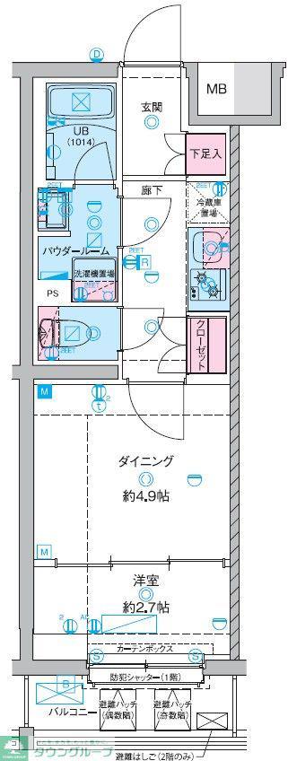 GENOVIA竹ノ塚(1DK/1階)の間取り写真