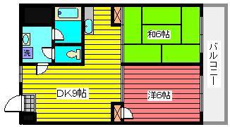 滝野川フラワーハイツ(2DK/5階)の間取り写真