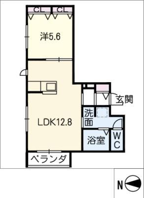 SAKURAS車道(1LDK/2階)の間取り写真