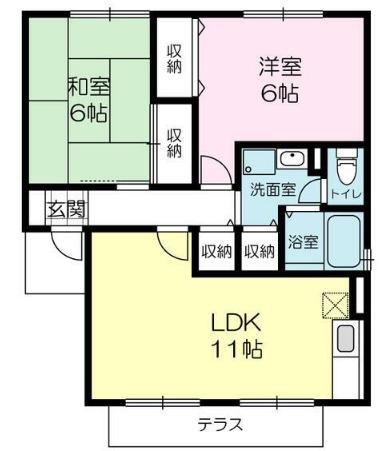 ルクプルFA(2LDK/2階)の間取り写真
