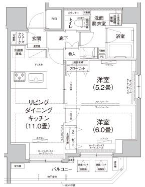 ティモーネ上野の森ノース(2LDK/5階)の間取り写真