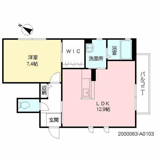 カーサ・チェレステ A棟(1LDK/1階)の間取り写真