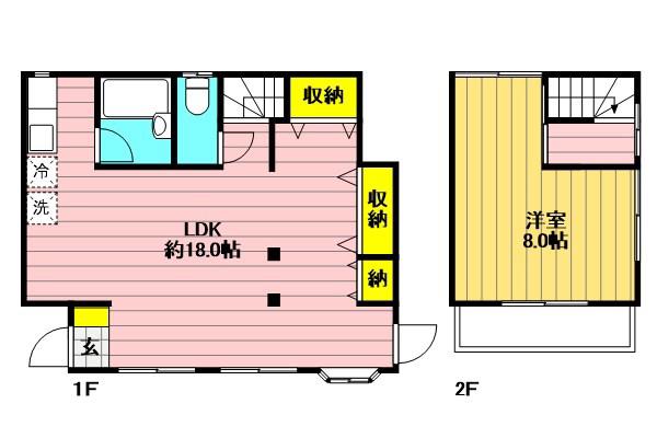 羽衣ハイツ(1LDK/1階)の間取り写真