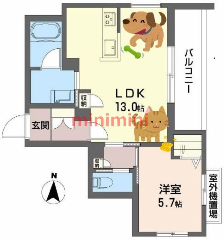 ティーエヌ伍番館(1LDK/2階)の間取り写真