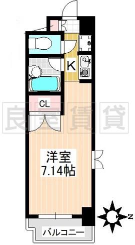 ブロンズ森島(1K/7階)の間取り写真