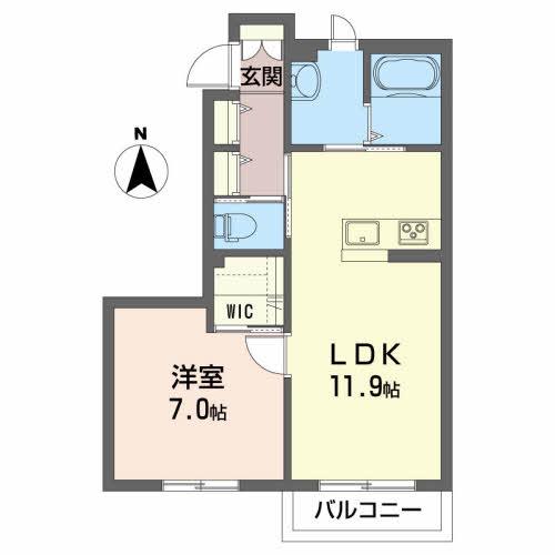 GRACE(1LDK/1階)の間取り写真