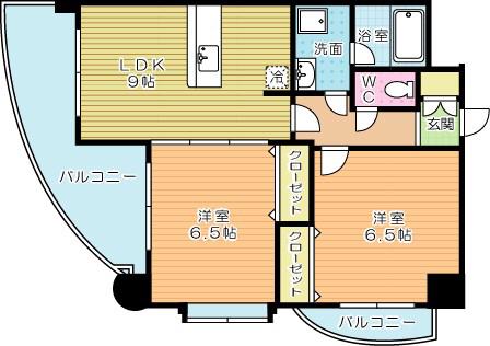 ベルガ北方(2LDK/9階)の間取り写真