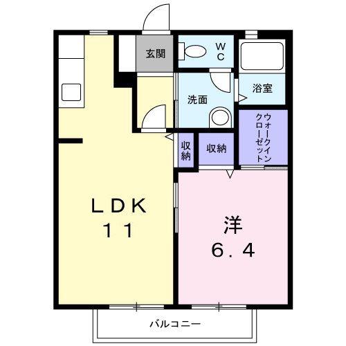 ディアス松縄C棟(1LDK/1階)の間取り写真