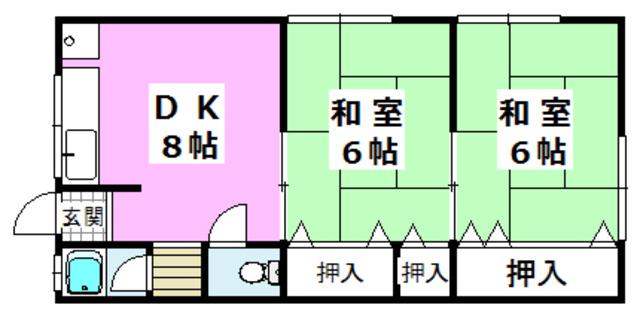 総持寺神吉文化(2DK/2階)の間取り写真