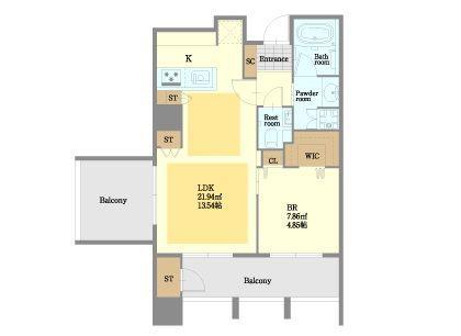 RE BLDG(1LDK/4階)の間取り写真