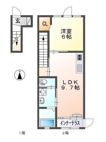 メゾンさくら(1LDK/1階)の間取り写真