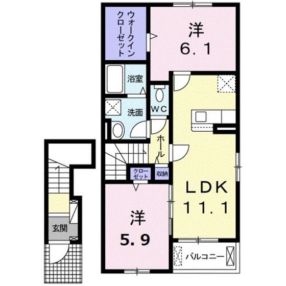 ココ メドウ II A(2LDK/2階)の間取り写真