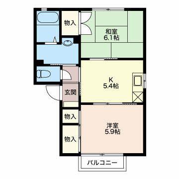 フレグランス栄(2K/2階)の間取り写真