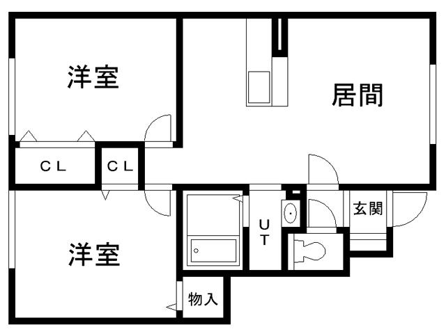 グランモア石江(2LDK/1階)の間取り写真