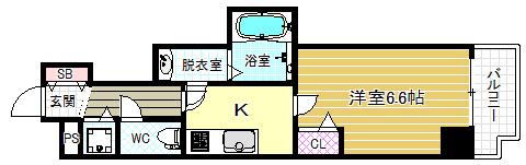ALZA松ヶ枝(1K/2階)の間取り写真