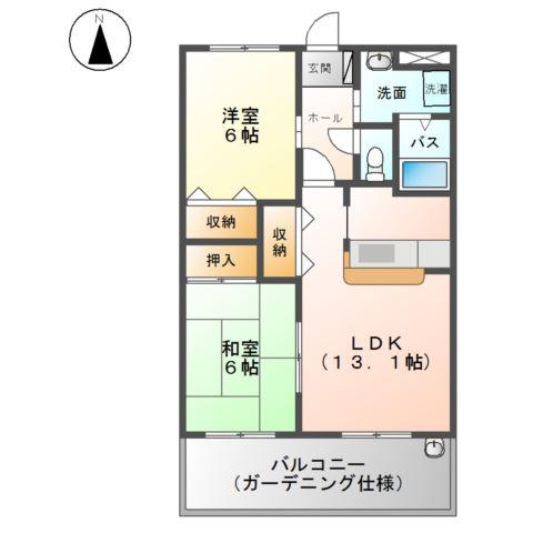サンルーム秋桜(2LDK/1階)の間取り写真