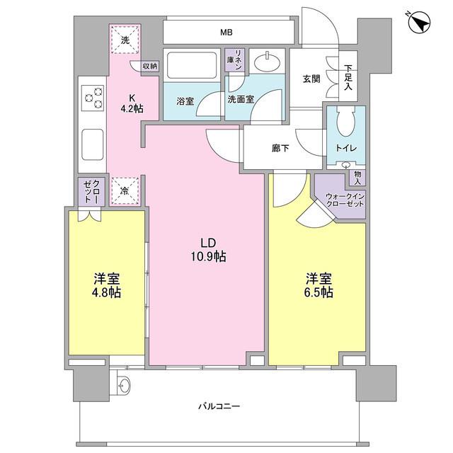 クロスエアタワー(2LDK/21階)の間取り写真