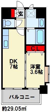 ERIOS COURT 香春口(1DK/8階)の間取り写真