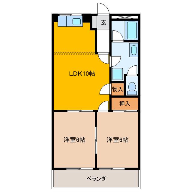 グリーンキャッスル(2LDK/2階)の間取り写真