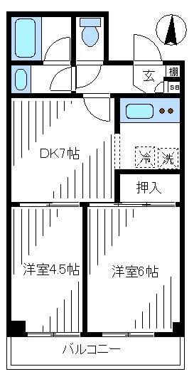 ヴィラサンベール(2DK/3階)の間取り写真