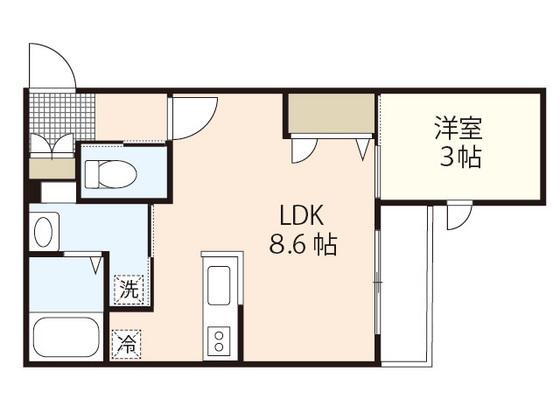 月光南観音 零番館(1LDK/2階)の間取り写真