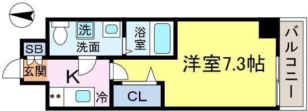 ラフィスタ新小岩(1K/6階)の間取り写真