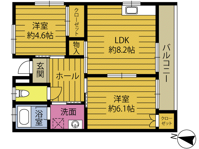 コーポ大塚(2DK/2階)の間取り写真