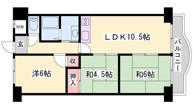 エクセル東加古川弐番館(3LDK/2階)の間取り写真