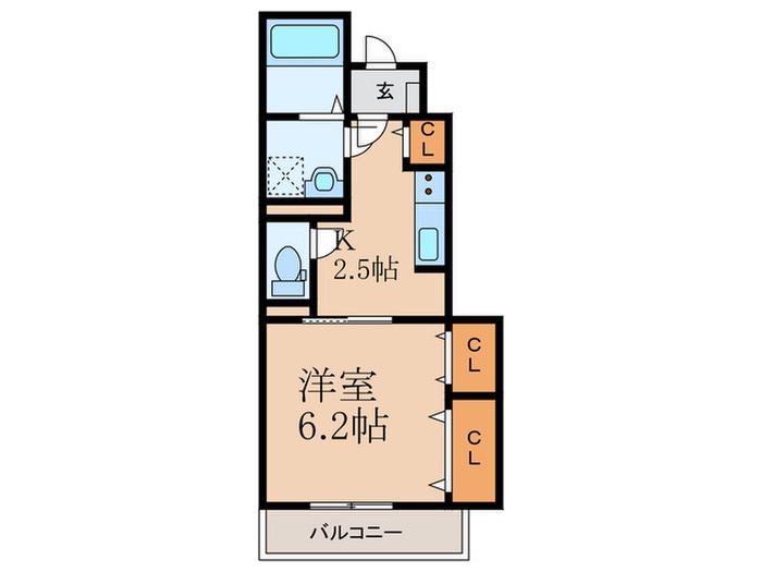 ベルレーヴ(1K/1階)の間取り写真