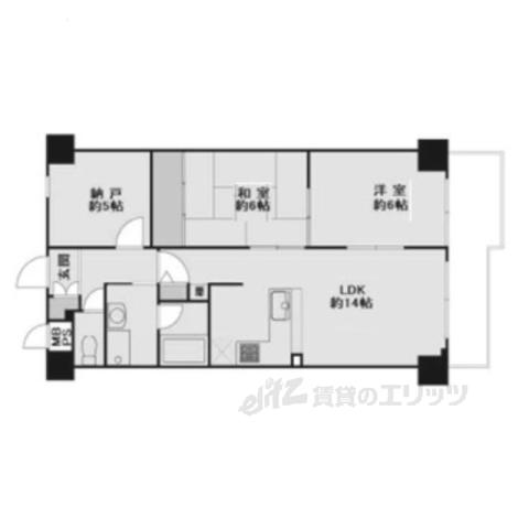 ライオンズマンション祇園(3LDK/5階)の間取り写真