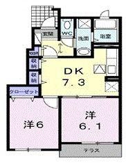 オアシス 南館(2DK/1階)の間取り写真