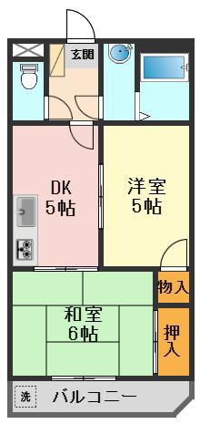 グリーンハイム(2DK/3階)の間取り写真