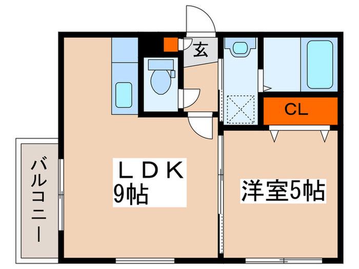 グランディール月寒1-9(1LDK/2階)の間取り写真