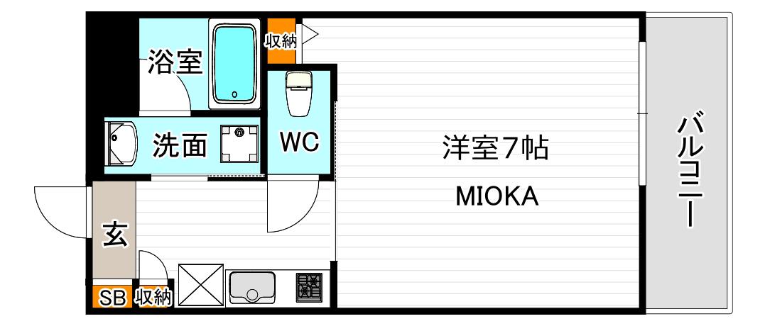 ウェルスクエア長居公園(1K/2階)の間取り写真