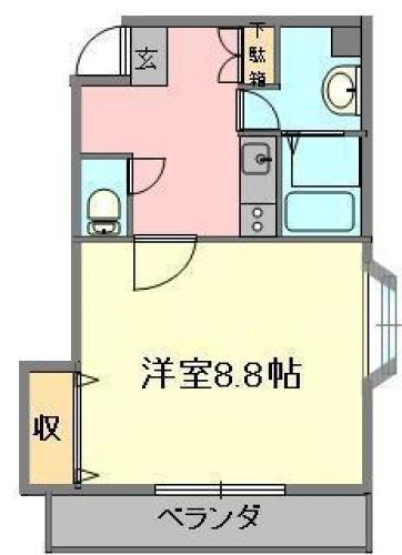 フェリス(1K/4階)の間取り写真