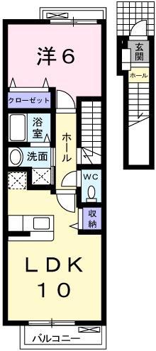 シエル・エトワール(1LDK/2階)の間取り写真