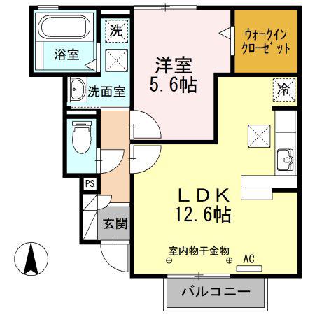 モン・ノーブルB(1LDK/1階)の間取り写真