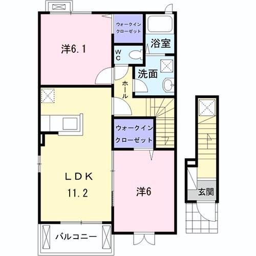 ガーデン フィオーレ II(2LDK/2階)の間取り写真