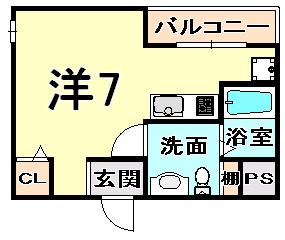 エスペランサ伊丹(ワンルーム/1階)の間取り写真