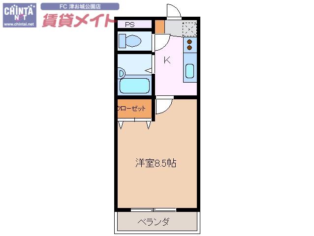 REVEUR(1K/1階)の間取り写真
