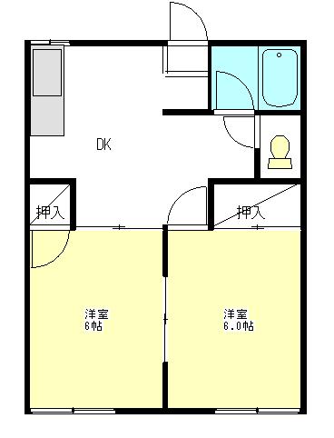 チェリーハイツ(2K/1階)の間取り写真
