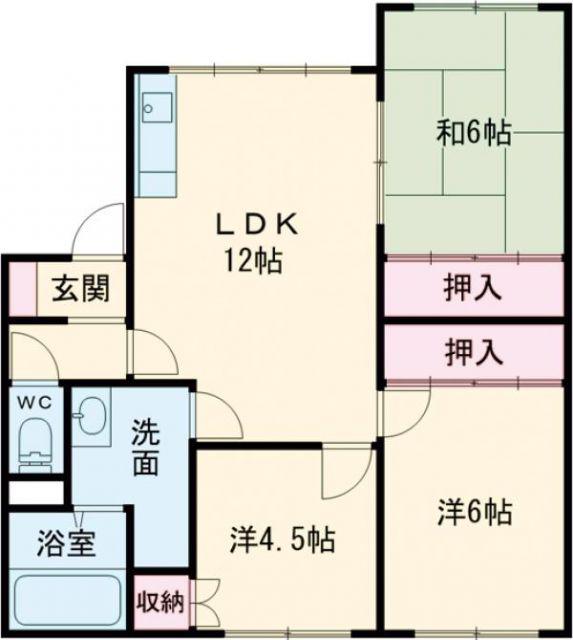 グランドハイム七重浜(3LDK/2階)の間取り写真