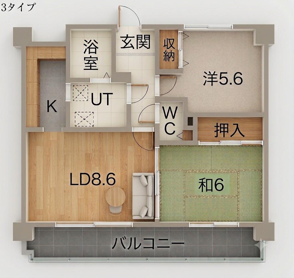 シティオボヌール(2LDK/2階)の間取り写真