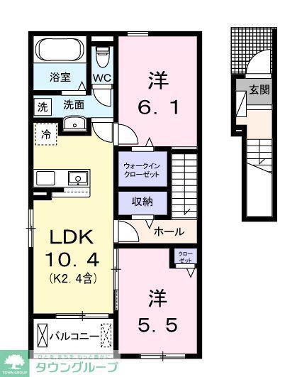 ラベンダーベイ(2LDK/2階)の間取り写真