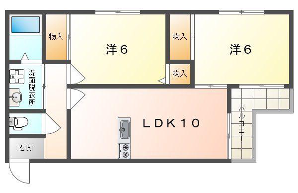 エルピス旭町(2DK/3階)の間取り写真