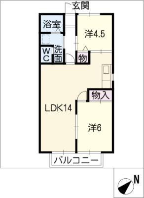 ドミールドルチェ弍番館(2LDK/2階)の間取り写真