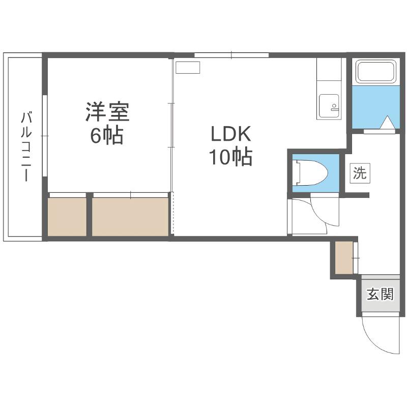 第1粕谷マンション(1LDK/3階)の間取り写真