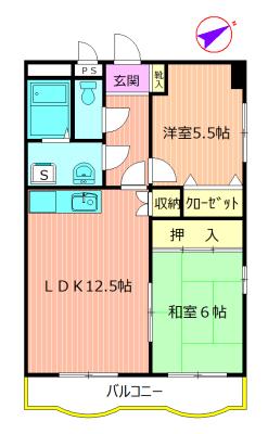 HASHIMOTO GARDEN COURT(2LDK/7階)の間取り写真